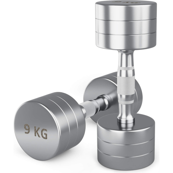 Гантель UNIX FIT PRO круглая хромированная 9 кг, 2 шт. DBRND9PCEx2